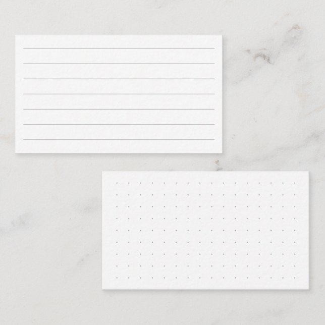 Cartes de notes lignées et à grille de points pour (Devant / Derrière)