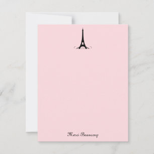 Cartes de notes Paris Rose Merci