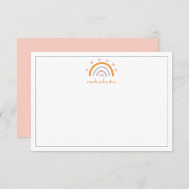 Cartes de notes personnalisées Arc-en-ciel dessiné (Devant / Derrière)