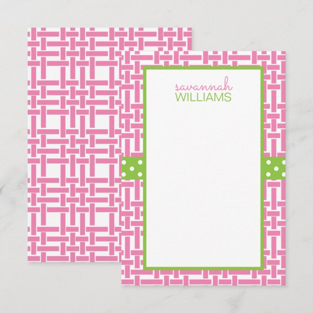 Cartes de notes personnalisées Bambou et Grosgrain (Devant / Derrière)