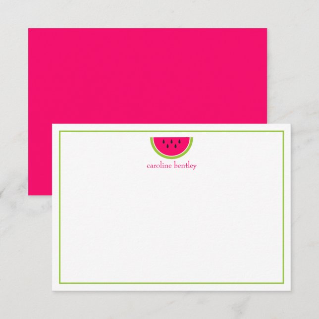 Cartes de notes personnalisées de la pastèque douc (Devant / Derrière)