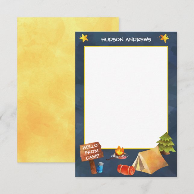 Cartes de notes personnalisées du camp d'été (Devant / Derrière)