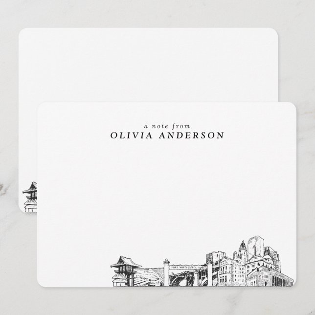 Cartes de notes personnalisées Fort Worth Skyline (Devant / Derrière)