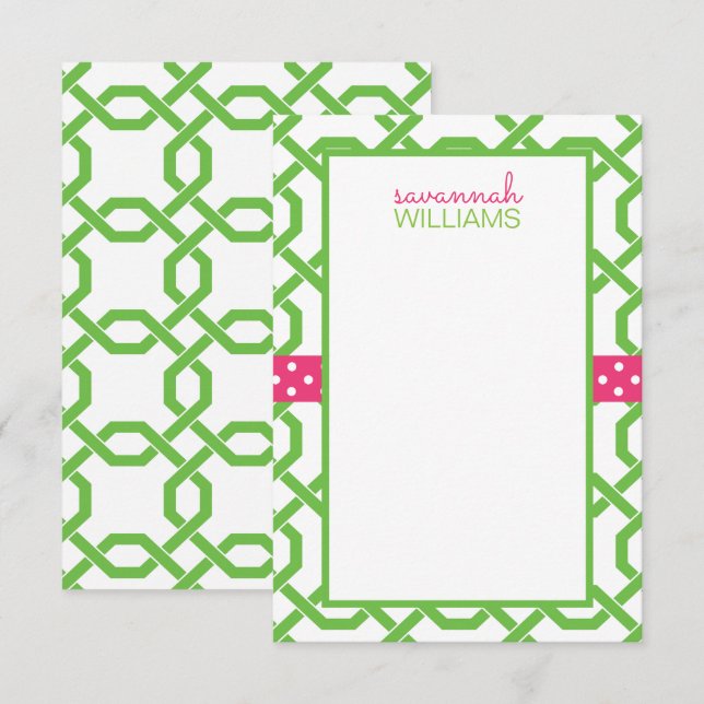 Cartes de notes personnalisées Lattice & Grosgrain (Devant / Derrière)
