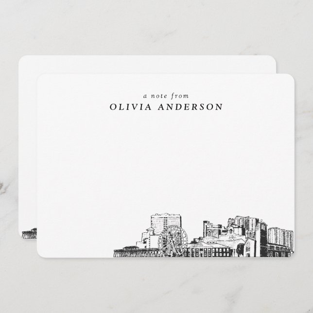 Cartes de notes personnalisées Myrtle Beach Sketch (Devant / Derrière)