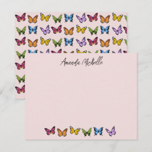 Cartes de notes personnalisées Papillon Arc-en-cie