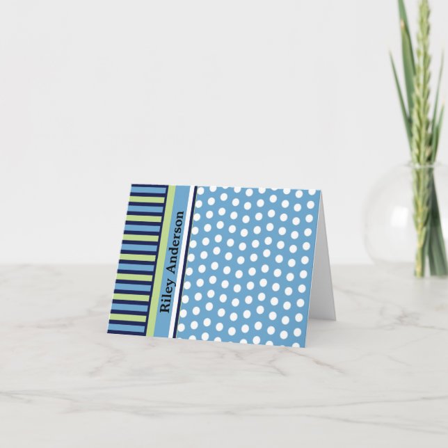 Cartes de notes personnalisées Pois et rayures (Devant)