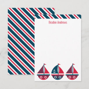 Cartes de notes personnalisées pour les voiliers t