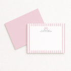 Cartes de notes personnalisées Preppy Rose Striped