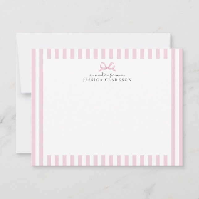Cartes de notes personnalisées Preppy Rose Striped (Devant)