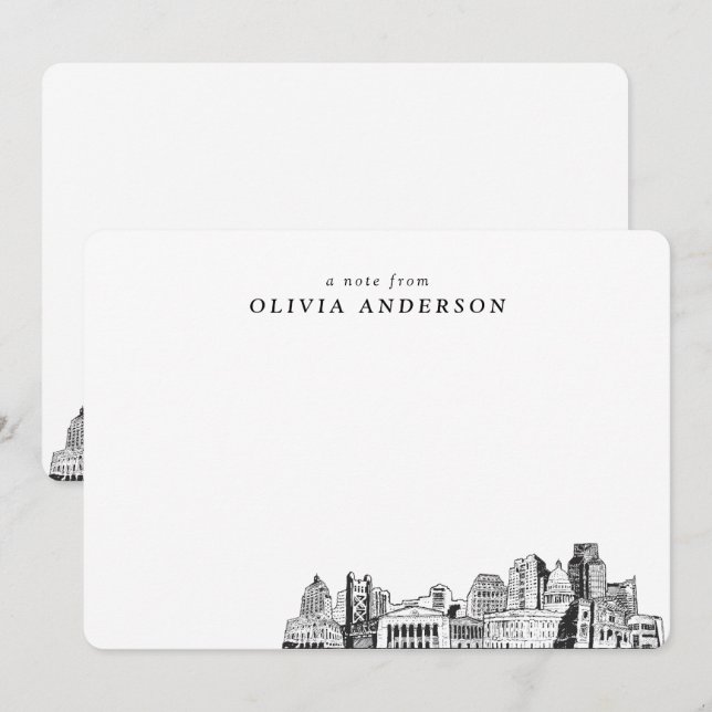 Cartes de notes personnalisées Sacramento Skyline  (Devant / Derrière)
