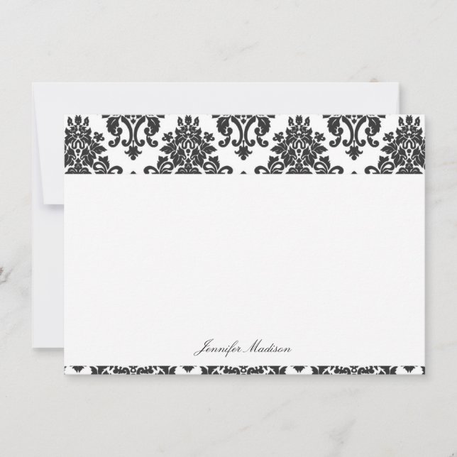 Cartes de notes plates Damask Élégantes (Devant)