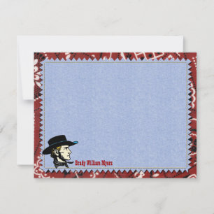 Cartes de notes plats personnalisées Cowboy