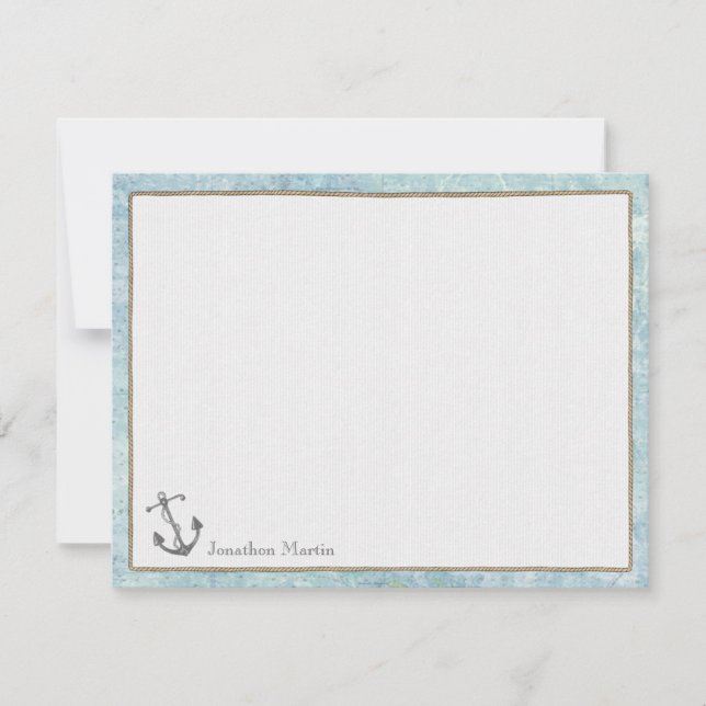 Cartes de notes plats personnalisées nautiques - A (Devant)