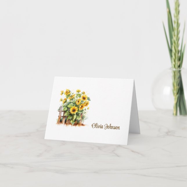 Cartes de notes pliées avec nom personnalisé (Devant)