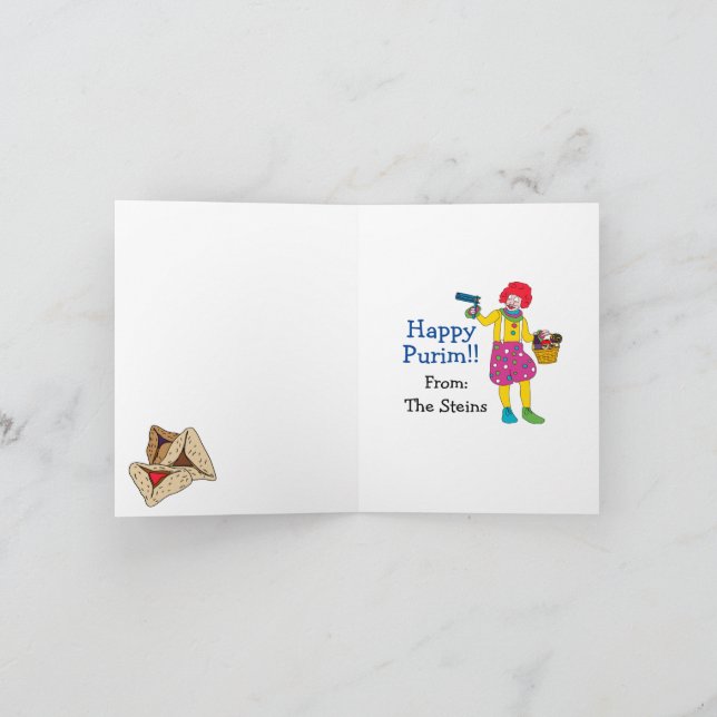 Cartes de notes pliées Happy Purim (Intérieur)