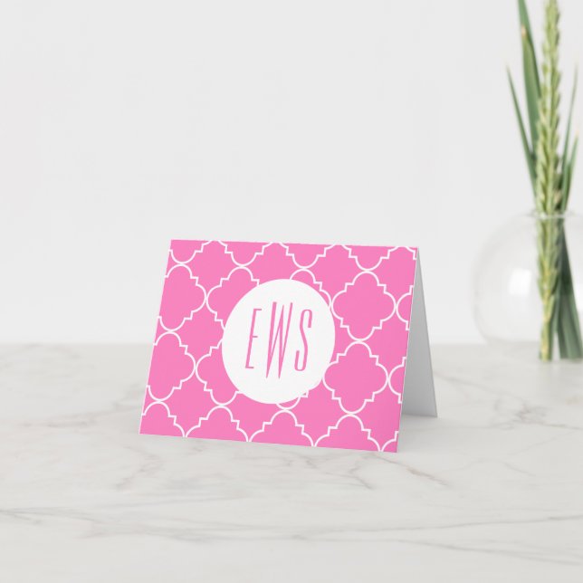 Cartes de notes pliées Monogrammes Quatrefoil Chic (Devant)