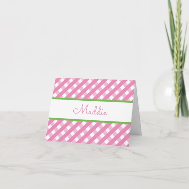 Cartes de notes pliées personnalisées En vichy (Devant)