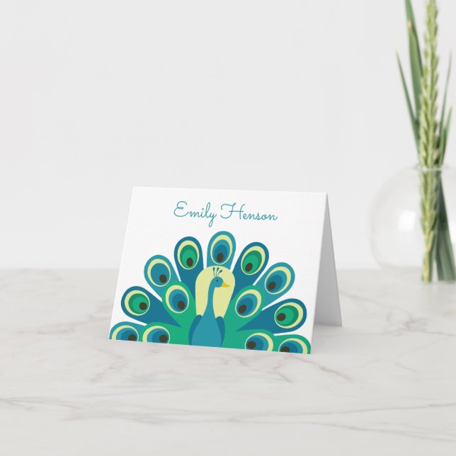 Cartes de notes pliées personnalisées Peacock (Devant)