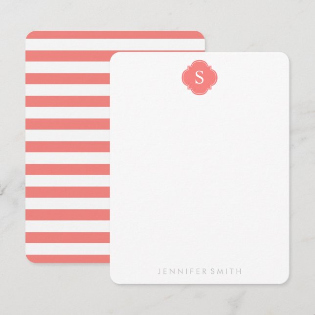 Cartes de notes pour le monogramme et les rayures  (Devant / Derrière)