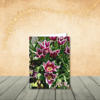 Cartes de notes pour tulipes violettes et blanches