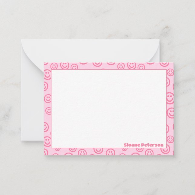 Cartes de notes préppies personnalisées rose (Devant)