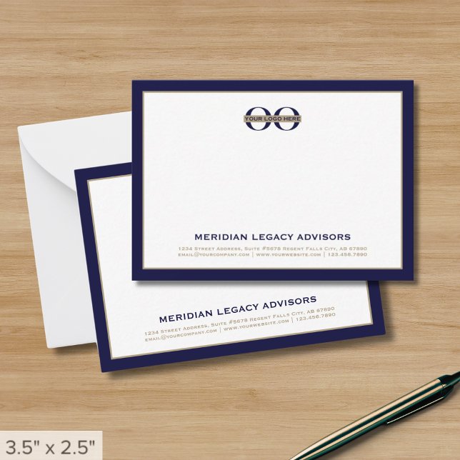 Cartes de notes professionnelles bleu et or Marine (Créateur téléchargé)