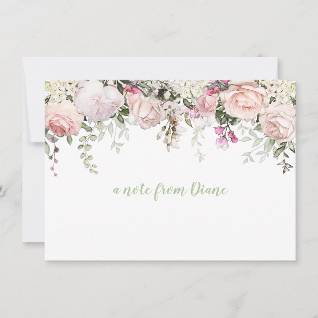 Cartes de notes Roses de verdure rose pâle (Devant)