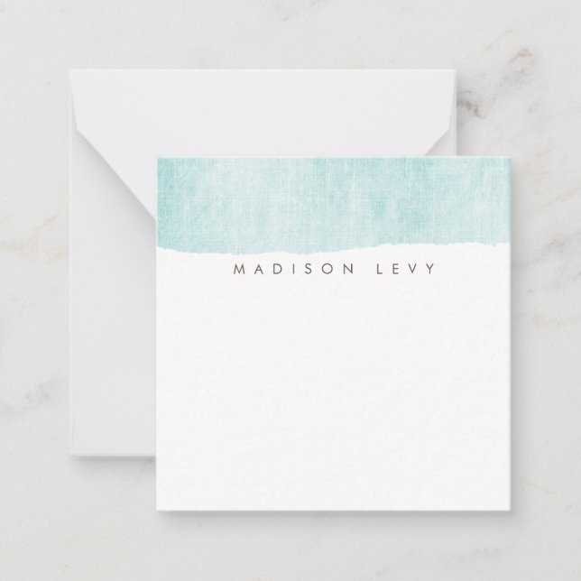 Cartes de notes turquoise minimaliste démantelées (Devant)