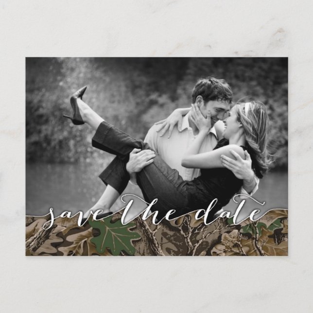 Cartes de notification de mariage à photo camoufla (Devant)