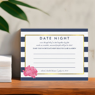 Cartes de nuit Date Fête des mariées Marine Stri
