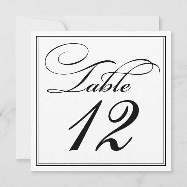 Cartes de numéro de table à l'écriture élégante no (Devant)