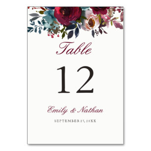 Cartes de numéro de table à motif floral aquarelle