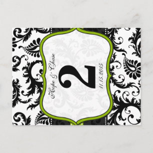 Cartes de numéro de table à tourbillons en damas a