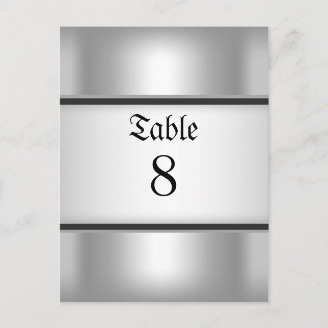 Cartes de Numéro de Table Argent (Devant)