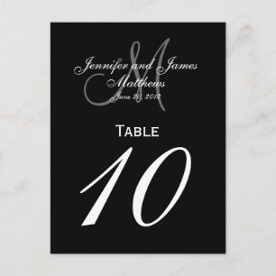 Cartes de numéro de table de mariage à monogramme 