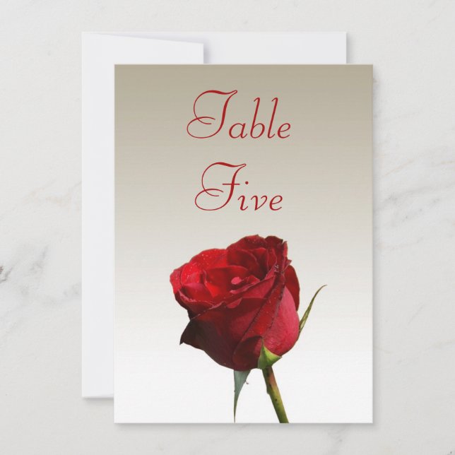 Cartes de numéro de table de mariage à rose rouge  (Devant)