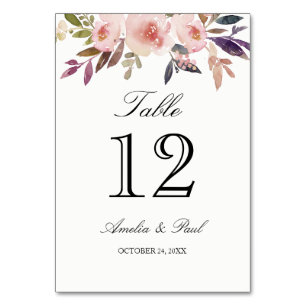 Cartes de numéro de table de mariage aux pivoines