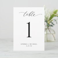 Cartes de Numéro de Table de Mariage Élégantes Noi
