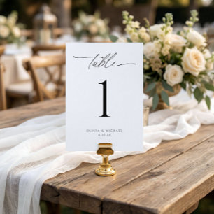 Cartes de numéro de table de mariage modernes noir