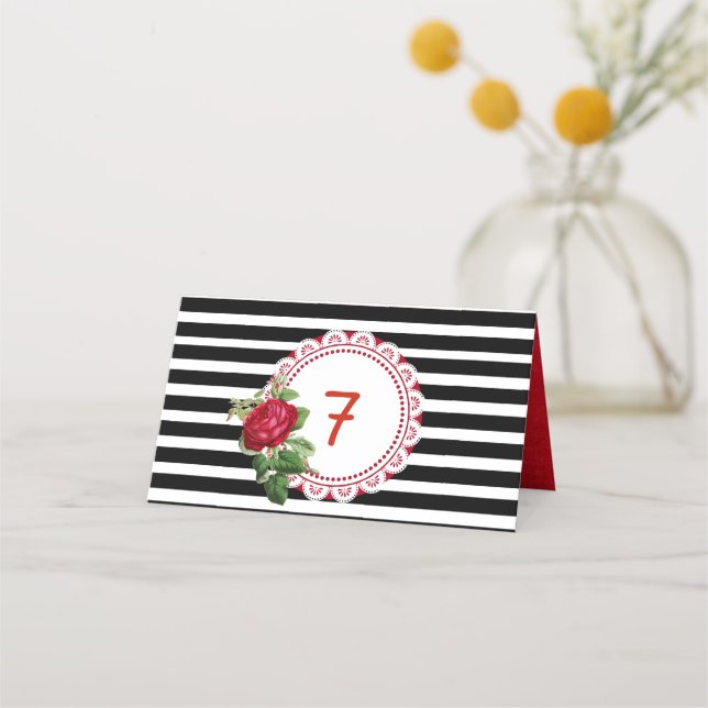 Cartes de numéro de table des Mariages de rose noi (Devant)