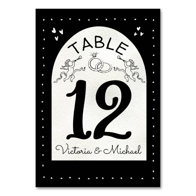 Cartes de numéro de table du Mariage funky Doodle  (Par défaut)