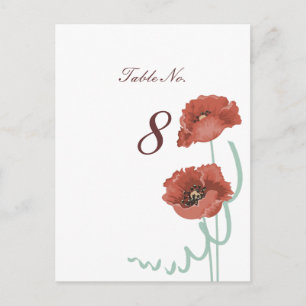 Cartes de numéro de table du Mariage Red Peonies