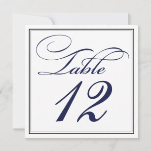 Cartes de numéro de table élégantes en bleu marine