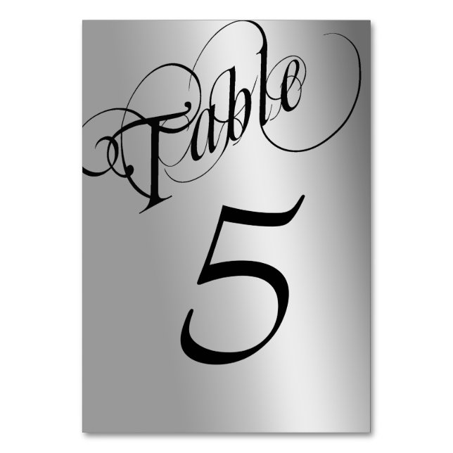 Cartes de Numéro de Table Élégantes Noir et Argent (Par défaut)