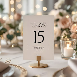 Cartes de Numéro de Table Minimalistes Élégantes e
