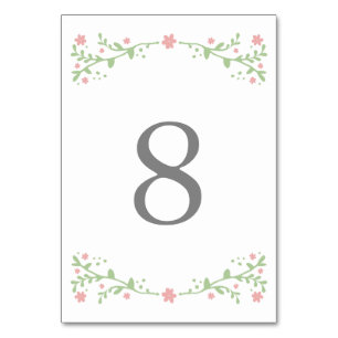 Cartes de numéro de table rose
