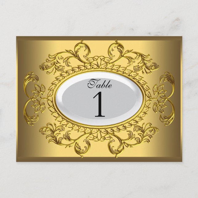 Cartes de Numéro de Table Royal Blanc Or (Devant)