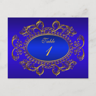 Cartes de Numéro de Table Royal Bleu Or