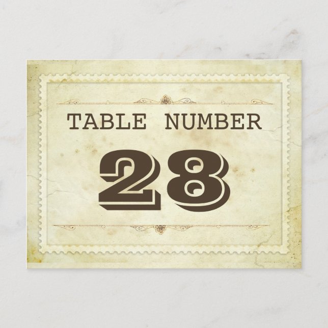 Cartes de numéro de table vintage (Devant)